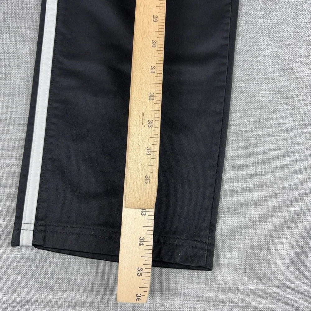 Adidas Pants Youth Large Black 3 Stripe Track Ankle Athletic Knit Polyester